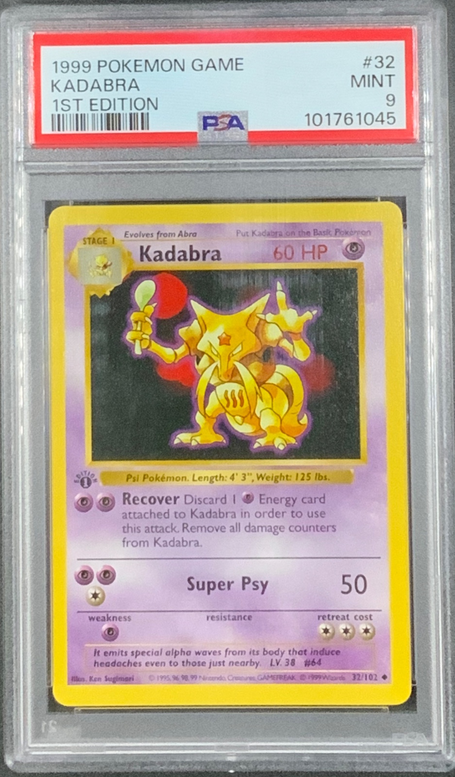 1999 Pokémon Base Set (Shadowless) Kadabra