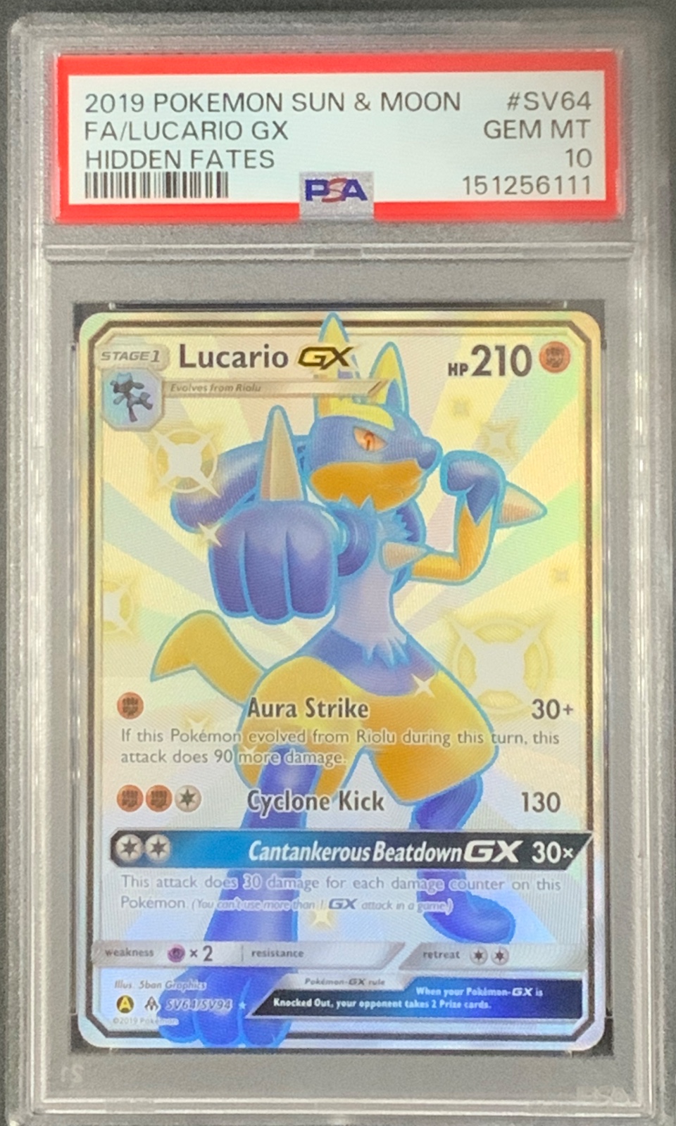 2019 Pokémon Hidden Fates: Shiny Vault Lucario GX